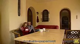 Daddy4k Handsome Man Dominates Two Dazzling Teens 18+ In Relaxed Living Room 3Some!