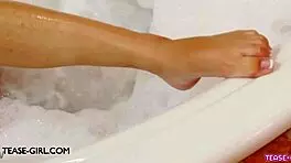 Delightful young brunette model took bath