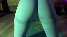 i fist my teen butt after yoga, bent over with buttplug