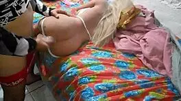 slammed deep into blonde doll's tight ass with hard toy