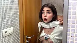 Fucking boyfriend's friend in bathroom leads to hot creampie