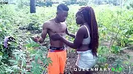 Young ebony girl rewards helper with hardcore bush fuck