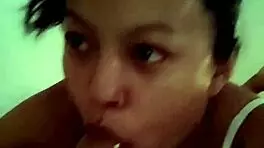 Real homemade babe swallows cock deepthroat