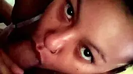 Real homemade babe swallows cock deepthroat