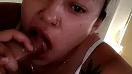 Real homemade babe swallows cock deepthroat