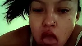 Real homemade babe swallows cock deepthroat