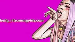 Cute girl fucked in her ass with a big dildo and made blowjob