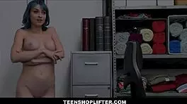 Hot Petite 18+ Teen with Big Tits Caught Shoplifting for Thrills