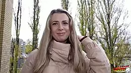 Slim Adriana Sweetblonde picked up for hot Berlin casting fuck!