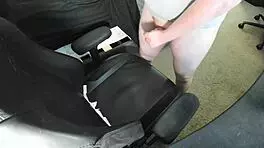 ginger teen 18+ explodes huge cum load on chair while jerking solo in bedroom