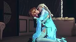 Futa Elsa Fingering and Banging Anna in Frozen Parody