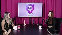 malu paz and bruna carlos in sheer red outfits during public handjob