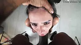 dulce maria with braces gets a facial after blowing big black cock in baddies blow