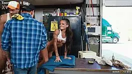 Hell yeah! Ryan Reid gets choked and deepthroated in Truckstop Fuckeries Vol 1 by Brazzers!