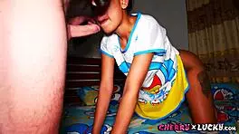 Cute Petite Thai Girl In Bedroom