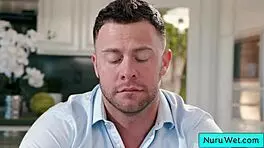 busty blonde masseuse applies nuru gel and rubs on client - seth gamble skyler storm