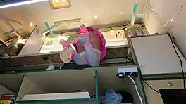 is that pussy peeking under her skirt at work?