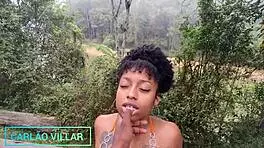 The beautiful brunette submissive deepthroats a monster cock in this brazilian scene.