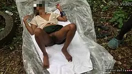 18 year old ebony slut in miniskirt fucked in the forest 😍