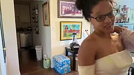 Sascha stage says, 'hey neighbor, let's roleplay some interracial fun with my petite ass'