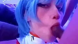 Rei Ayanami Cosplay Teen 18+ Latina Babe Sucks Backstage. Her Big Ass in Bodysuit Gets Cum!