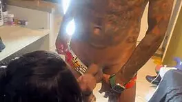 Latina maid provides room service and cleans up mess in hotel