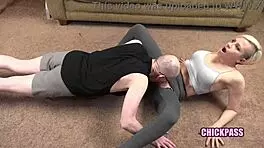 Kyla Keys and Allison Bloom Workout with Hard Cock