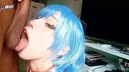 Rei Ayanami Cosplay Teen 18+ Latina Babe Sucks Backstage. Her Big Ass in Bodysuit Gets Cum!