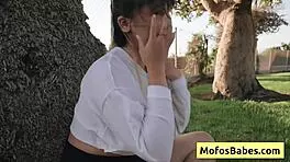 Don't you think it's hot when sexy asian teen tomie tang reveals her big natural boobs to friend charles dera outdoors?