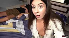 my stepfather rests after fishing, so we sneak a risky fuck on his bed