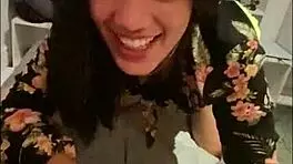 Watch me spit on my ex-gf's big tits while she rides my monster cock?