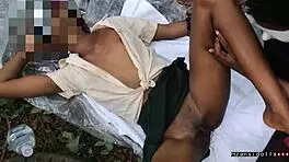 18 year old ebony slut in miniskirt fucked in the forest 😍