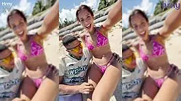 Fingering this sexy Latina on the beach during spring break.