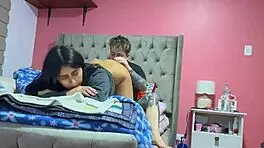 My girlfriend's parents left us alone at home. Did we have horny homemade sex with masturbation and orgasms?