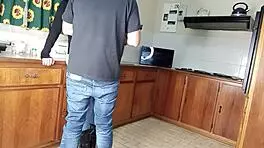 Quickie kitchen fuck standing sex