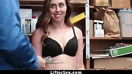 Teen Shoplifter Lexi Lovell Steals Card Then Gets Threesome Fuck In Office!