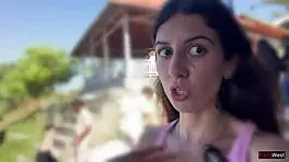 Crazy cumwalk in a crowded public spot, nearly got caught with cum in mouth