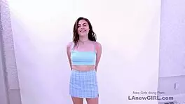 Aspiring brunette model gets fucked during modeling audition by father-in-law interviewer