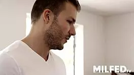 I gived my young stepmom a grate massage, but then she sucked my cock and rode cowgirl