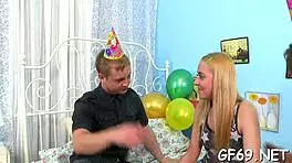 delightsome darling feels so horny sharing her twat with two guys