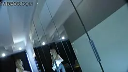 Petite blonde flashes pussy in porn casting