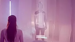 Lucy Huxley STRIPS and SUCKS big black cocks in group