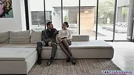 Tiny asian teen Elle Venove faces strapon threesome punishment from neighbors Diamond Banks and Johnny Castle