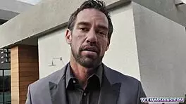 Tiny asian teen Elle Venove faces strapon threesome punishment from neighbors Diamond Banks and Johnny Castle