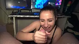 My hungry teen girlfriend sucks my huge cock under the desk daily