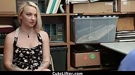 Blonde Teen 18+ Caught Stealing and Nailed Hard in Shop Backroom