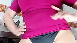Latina aunt's wild cameltoe fantasy unfolds