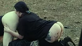 Submissive Girl Licks Ass and Drinks Piss at Roadside Picnic Before Rough Face Fucking