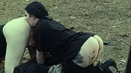 Submissive Girl Licks Ass and Drinks Piss at Roadside Picnic Before Rough Face Fucking