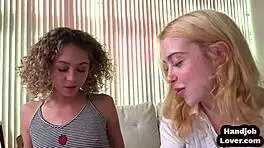 Tiny Handjob Babes Tease POV Dick in Threesome